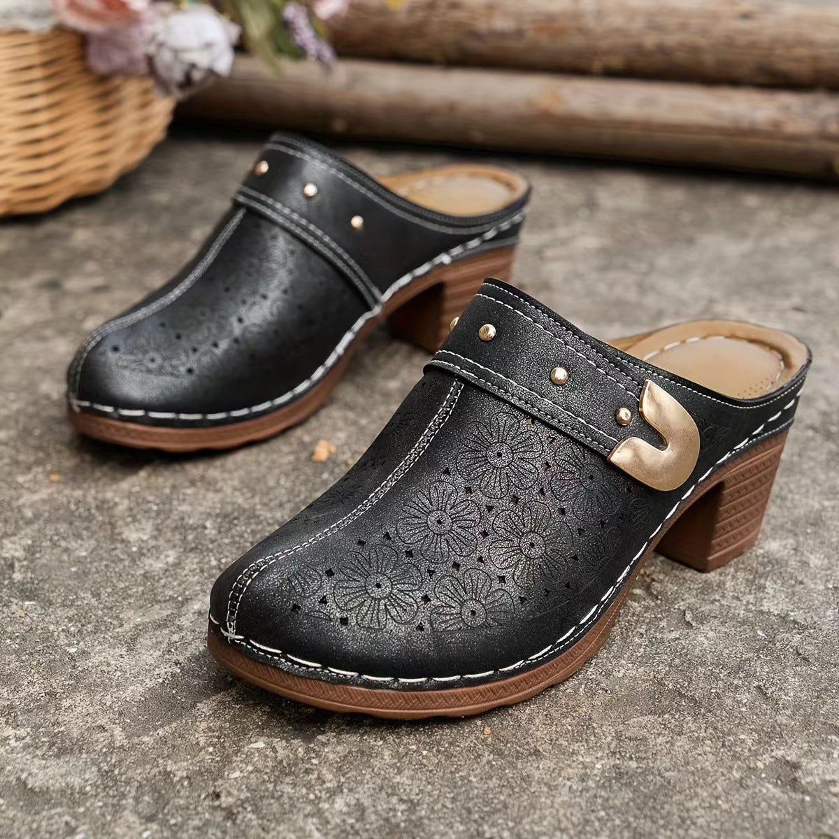 Closed Toe High Heel Sandal Slippers Women