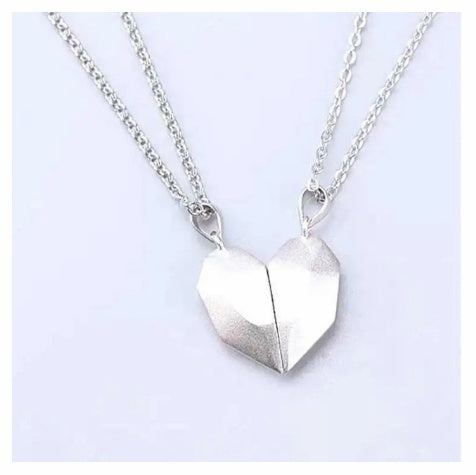 Attractive Wishing Stone Couple Pendant Necklace Ancient Love Token Heart-shaped Electrocardiogram Magnetic Heart Pendant Splicing Necklace Valentine's Day Gift