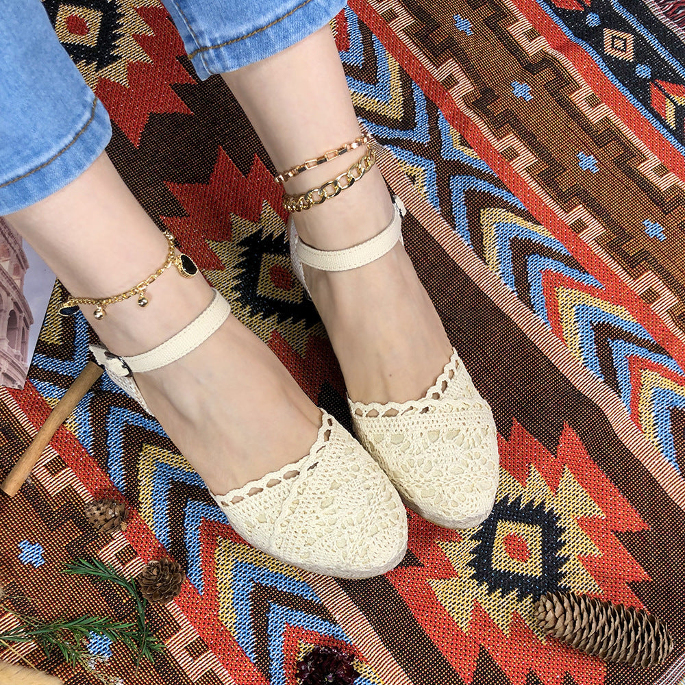 Straw Woven Wedge Sandals Women's Spring And Summer Platform