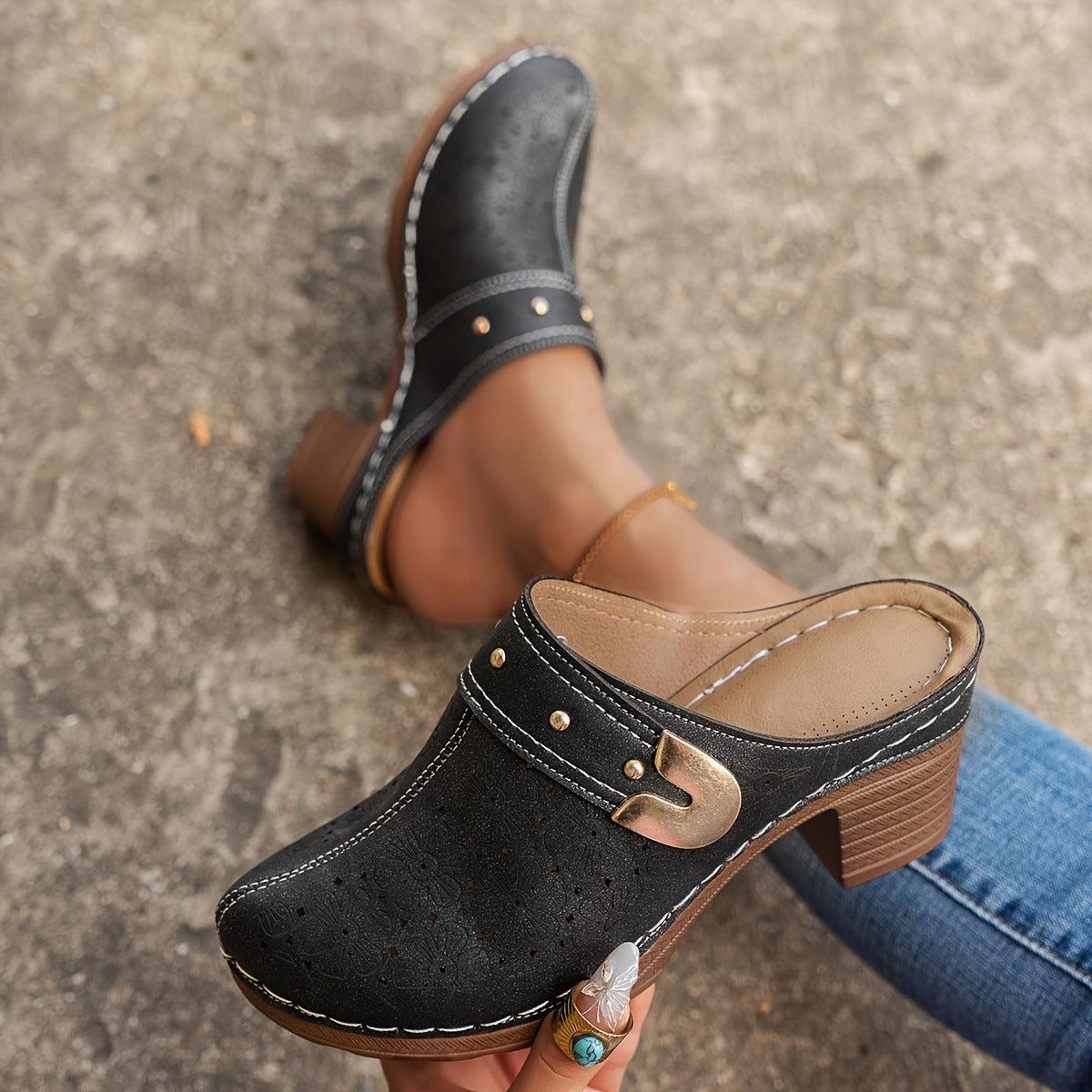 Closed Toe High Heel Sandal Slippers Women