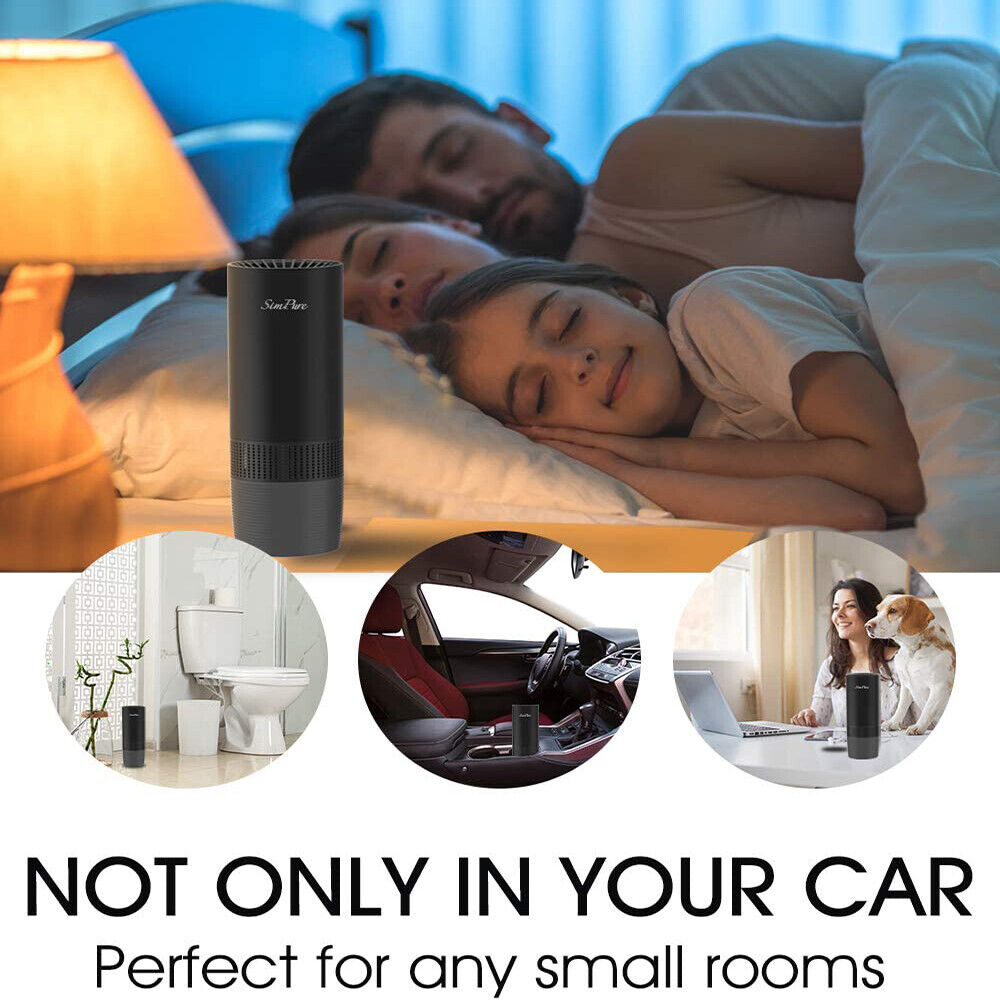 True HEPA Air Purifier Filter For Car Smoker Air Cleaner Ionizer TVOCs Odor Dust Sensor