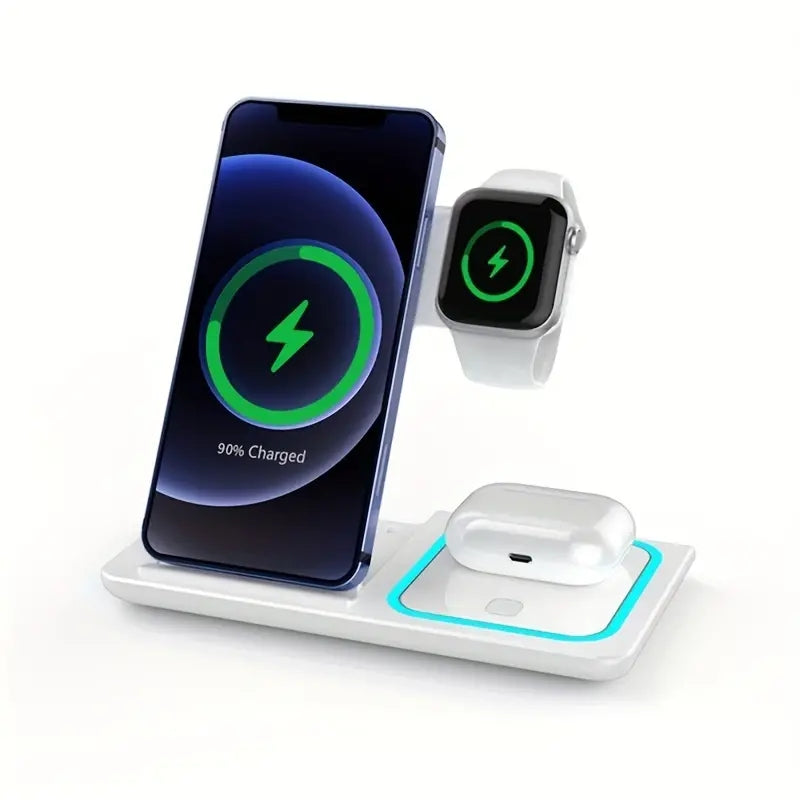 3 In 1 Wireless Charger Stand Pad For IPhone 14 13 12 11 X iWatch 8 7 Airpods Foldable 15W Phone Fast Charging