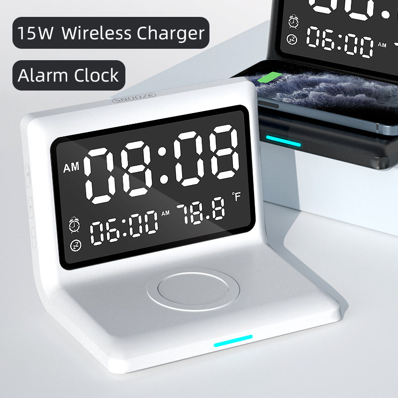 Alarm Clock Wireless Charger For Apple Wireless Fast Charging Multi-Function 3-In-1 Mobile Phone Wireless Charging