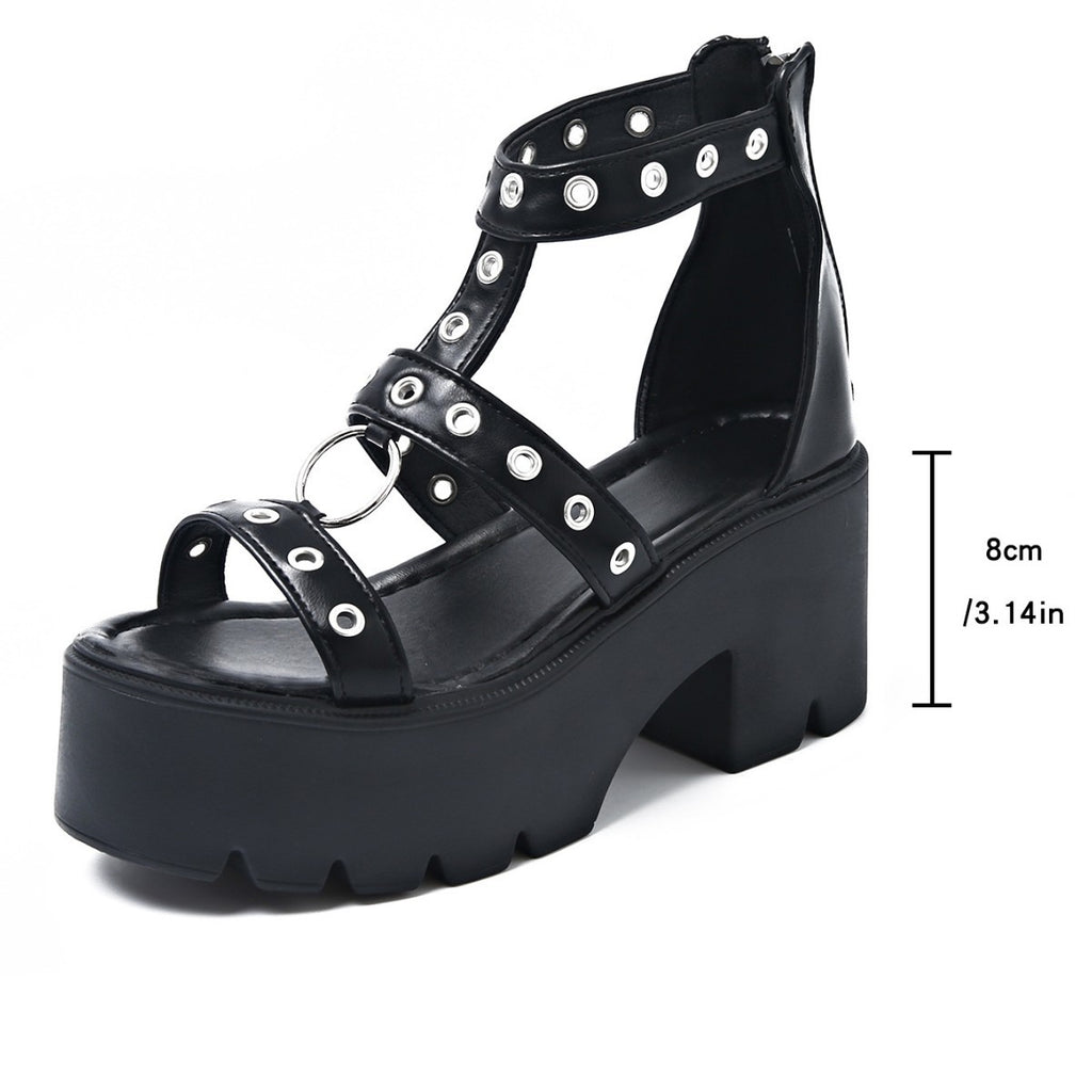 Women's European And American Black Fashion Sandals