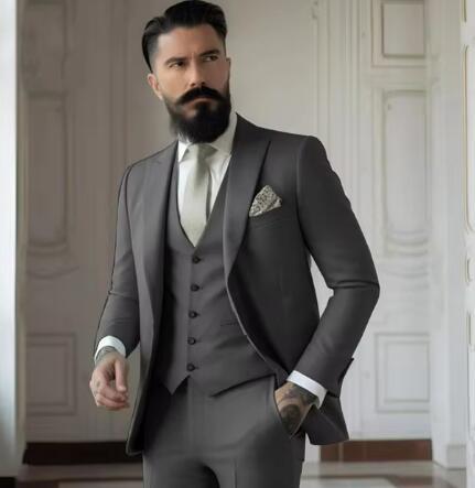 Men's Slim Fit Solid Color Business Suit