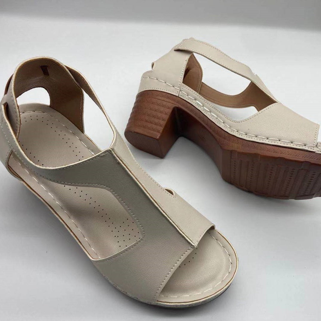 Peep Toe Plus Size Wedge Open Toe Buckle Roman Style High Heel Sandals