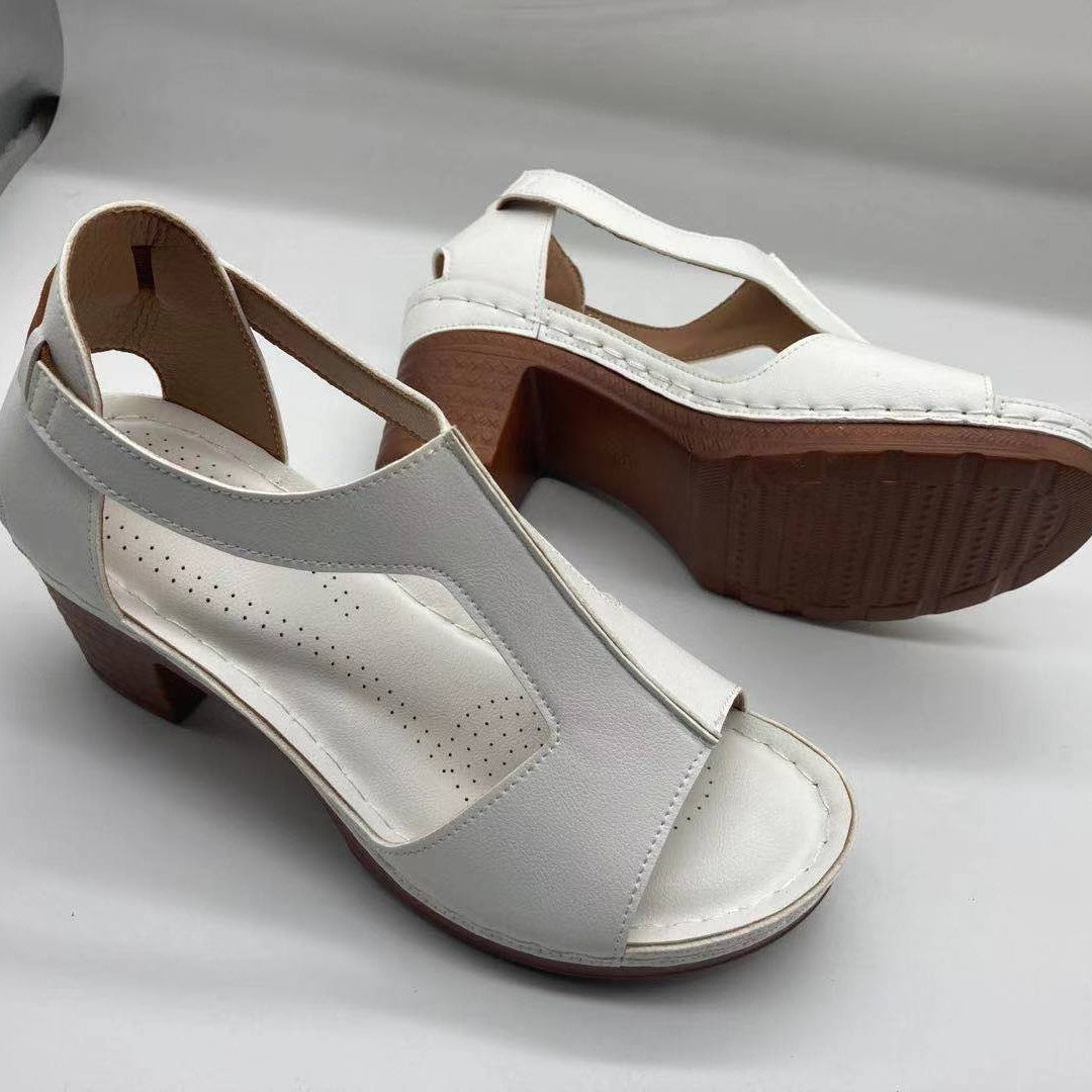 Peep Toe Plus Size Wedge Open Toe Buckle Roman Style High Heel Sandals