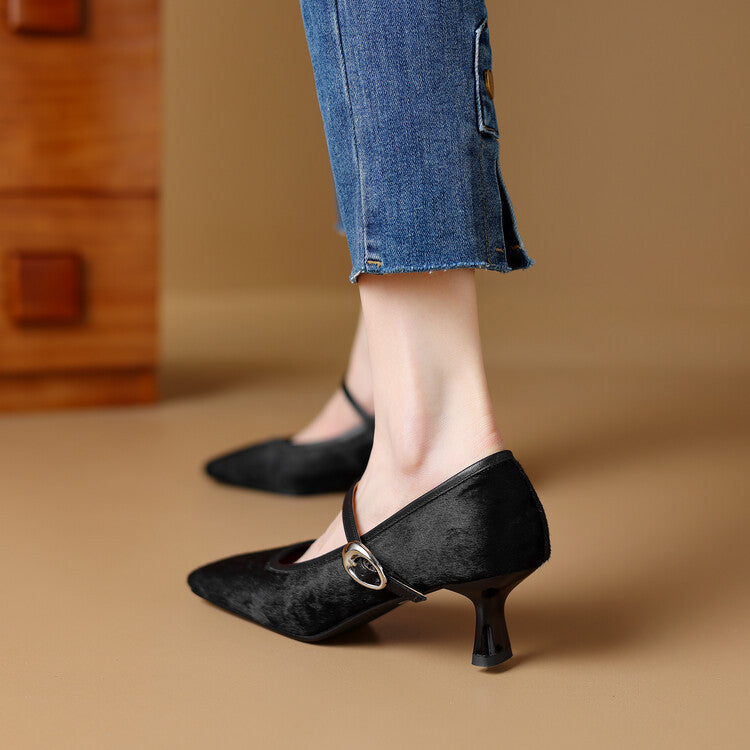 Women's Square Toe Stiletto Heel Ankle-strap Shoes Fashionable Retro High Heels